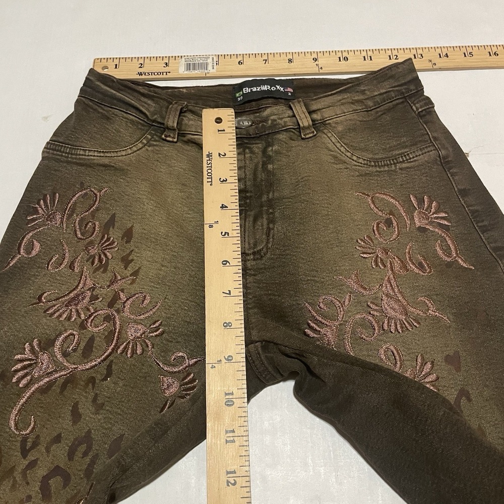 BrazilRoxx Jeans Women's Size 2‎ X 28.5 Embroidered Front Raw Hem Straight Leg - Picture 2 of 7